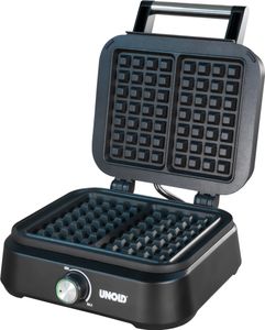 Unold 48275 Belgisches Waffeleisen Brüssel - Doppel-Waffelautomat, Temperaturregler zur Einstellung des Bräunungsgrades, Antihaftbeschichtete Platten