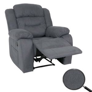 Fernsehsessel HWC-J57, XXL Relaxsessel TV-Liegesessel Nosagfederung Wildleder-Optik Stoff/Textil bis 200kg  graublau