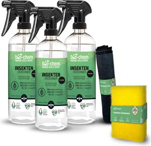 bio-chem Insekten-Entferner 3x 750 ml I pH-neutral I Insektenreiniger und Vogelkot-Entferner für Auto, Motorrad oder Wohnmobil I Ideal als Vorreiniger zu Autoshampoo, Glasreiniger und Felgenreiniger