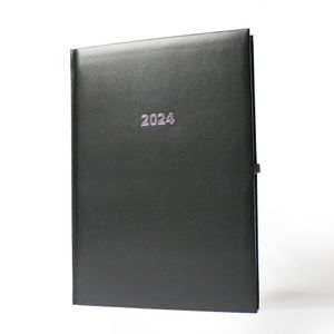 2024 ADINA Buchkalender A4 schwarz 1 Tag auf 1 Seite auch sonntags Balacron-Einband dickes 80g Papier