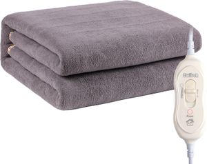 Heizdecke aus Flanelldecke 150x80cm Grau Heizkissen Elektrische Wärmedecke mit 2 Temperaturstufen Kuscheldecke Winterkoerperwaermer Heizmatte Wärmekisse