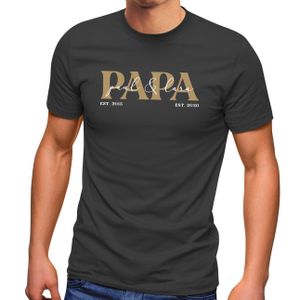 Herren T-Shirt personalisiert mit Namen der Kinder Geburtsjahr Geschenk für Papa Vatertagsgeschenk Moonworks® anthrazit L