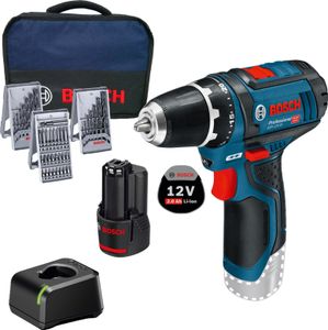Bosch Akku-Bohrschrauber GSR 12V-15 / 1x 2,0 Ah Akku + Ladegerät inkl. Zubehör im Softbag