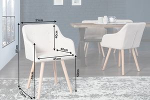 Retro Design Stuhl SCANDINAVIA MEISTERSTÜCK beige mit Armlehne Esszimmerstuhl Armlehnstuhl