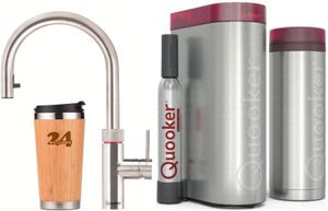 »QUOOKER FLEX Zugauslauf Edelstahl VAQ PRO3 mit CUBE 2 *Der Wasserhahn, der alles kann! (3XRVSCUBE)« (2-St) 100°C Kochendwasserhahn mit Trinkwassersys