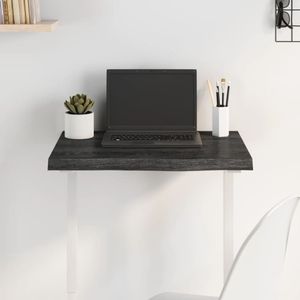 Tischplatte Dunkelgrau 60x50x4 cm Massivholz Eiche Behandelt