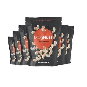 MagNuss Cashews | geröstete, ungesalzene Cashewkerne, 6 x 200g-Vorratspackung | vegan, glutenfrei