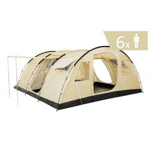 CampFeuer Zelt Caza für 6 Personen | Beige/Sand | Tunnelzelt 5000 mm Wassersäule