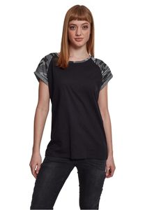 Urban Classics Female Shirt Ladies Contrast Raglan Tee Black/Darkcamouflage-XL