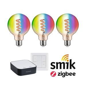 Paulmann Smartes Zigbee 3.0 LED Starter Set Smik E27 - Globe G95 3x 6,3W 470lm RGBW