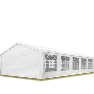 Partyzelt Pavillon 5x10 m in weiß PE Plane 350 N Wasserdicht UV Schutz Festzelt Gartenzelt