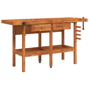 vidaXL Pracovný stôl so zásuvkami a zverákmi 162x62x83 cm Akáciové drevo