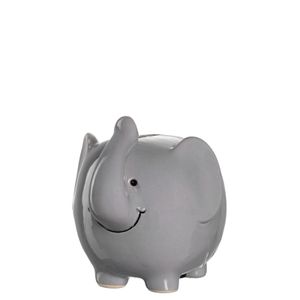 Leonardo Bambini Elefant Spardose, Keramik Sparschwein mit Schlüssel, Geschenk für Kinder, Jungen Mädchen, 11,5 cm, grau farbig, 039193