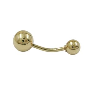 Piercing do pupka banán 21x7mm veľká guľa a guľa lesklé 14Kt ZLATO