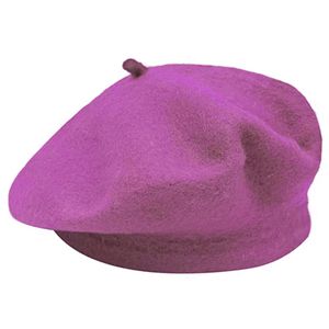 Damen Baskenmütze Klassische Franzosenmütze Wollmütze Barett Hut Kappe Vintage - VIOLETT