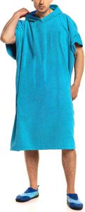 Aquarti Damen Herren Badeponcho Frottee Kapuzenhandtuch Umziehhilfe Surf Poncho mit Kapuze, Farbe: Türkis, Größe: S/M