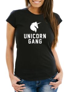 Unicorn Gang Shirt für Damen Einhorn Moonworks® schwarz M