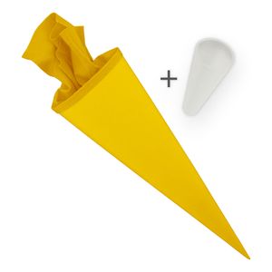 itenga Set Gelb Bastelschultüte Rohling 70 cm rund + Schultüten Spitzenschutz