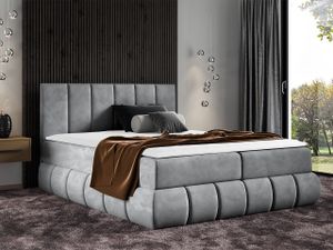Boxspringová dvojlůžková postel 200x200 VERDA - šedá + topper