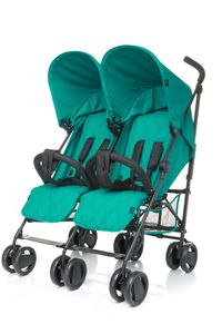 4Baby TWINS Doppelkinderwagen, verstellbare Rückenlehne und Fußstütze, Doppelräder, hochwertige Materialien, Kinderwagen bis 15 kg