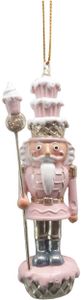 Clayre & Eef Weihnachtsanhänger Nussknacker 11 cm Rosa Kunststoff