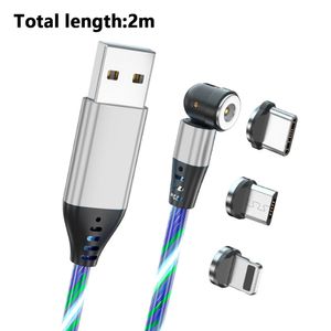 Magnetisches Ladekabel mit 540° drehbar, magnetisches USB-Kabel, 3 in 1 magnetisches Handy-Ladegerät, kompatibel mit Micro-USB, Typ C usw,Multicolor,2 meter