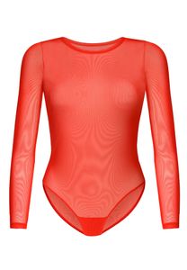 Teyli Langärmeliger Mesh-Bodysuit für Frauen Ero Female 2406 rot M