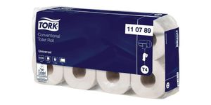 Tork 110789 Kleinrollen-Toilettenpapier Universal T4 2-lagig 30m | Karton (64 Rollen)