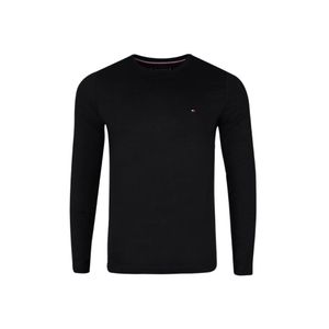 Tommy Hilfiger Herren Langarm-T-Shirt mit Logo, Schwarz M