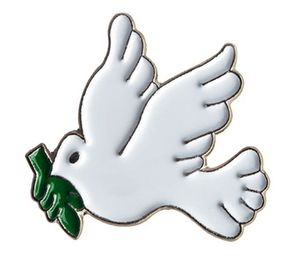 Friedenstaube Brosche Vogel Pin Taube Miniblings Peace Anstecker emailiert Zweig