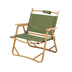 JAWINIO Outdoor Campingstuhl Holz faltbar mit Armlehnen Faltstuhl Dunkelgrün