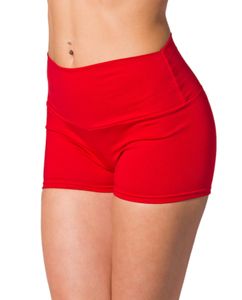 Alkato Damen Sport Shorts mit Hohem Bund Hotpants, Farbe: Rot, Größe: 40