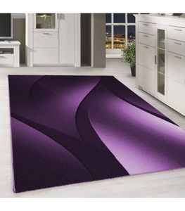 Kurzflor Teppich Wohnzimmerteppich Design Schatten Muster Lila Schwarz Meliert, Grösse:200x290 cm