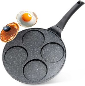 Vilde | Eierpfanne - Granit - 26 cm - Schwarz - 4 Fächer - Ideal für Spiegeleier und Rührei
