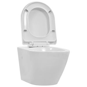 vidaXL Závesné WC bez splachovacieho okraja Keramické biele