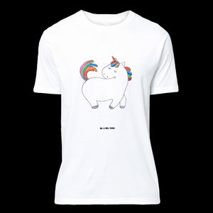 Mr. & Mrs. Panda Größe S T-Shirt Einhorn stolzierend - Weiß - Geschenk, Pegasus, Einhörner, bunt, Sprüche, Schlafshirt, Unicorn, Einhorn Deko, Reiter, Damen, Pferd