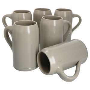 MamboCat 6er Set Kannenbäcker-Krug Henkel 0,5L geeicht Bierkrug Humpen Keramik
