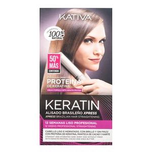 Kativa Protein Xpress Brazilian Hair Straightening Kit Set mit Keratin zur Glättung des Haares