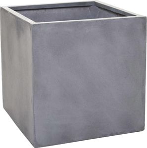 VIVANNO Pflanzkübel Blumenkübel Fiberglas "Block" Würfel, Beton-Design, Grau 45x45x45 cm