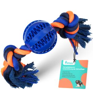 Petbee Seilspielzeug für Hunde | Ball mit Seil zur Unterstützung der Zahnpflege von Hunden | Seil ca. 30 cm Länge | Ball Durchmesser ca. 6,5 cm |