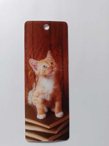 3D Lesezeichen Katze, rot getigert, 15x5cm, Wackelbild Wackelkarte Buchzeichen Bookmark Bücher Tier
