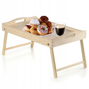 KADAX "Solia" stolek na postel, z borovicového dřeva, servírovací podnos, podnos na potraviny, stolek na notebook, přírodní barva