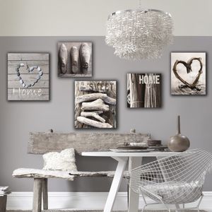 Art for the Home Leinwandbilder Trautes Heim SET 5-Teilig Wanddeko Schlafzimmer Wohnzimmer 80x60 cm