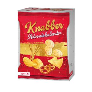 ROTH Knabber Adventskalender 2023 gefüllt mit 24 verschiedenen Knabbereien, Kalender mit Snacks zum Knabbern in der Vorweihnachtszeit