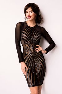 Glamouröses Minikleid / Abendkleid / Kleid mit Pailletten in schwarz Größe S = 36