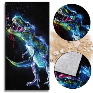 Baumwollbadetuch, Dinosaurier Strandtuch, schwarz 70x140 cm OEKO-TEX