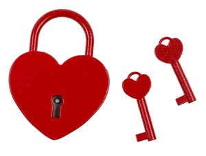 Metall-Liebesschloss mit 2 Schlüsseln, Herz