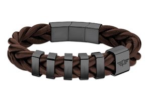 Police Herren Armband Leder Edelstahl Schwarz GEAR PEAGB2211526