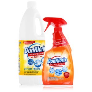 DanKlorix Hygiene-Reiniger Zitronen Frische 1,5L & Küchen-Reiniger 750ml