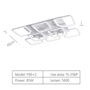 LED Kronleuchter, modernes Design, weiße Oberfläche, 6 und 2 Weiß, APP mit RC dimmbar